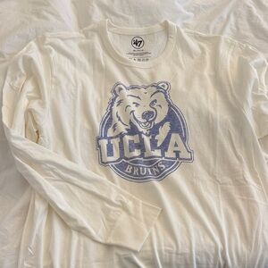 '47 UCLA Bruins Cream Ling Sleeve White Tee with Blue Logo